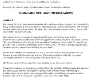 Paper Sustainable Excellence for Generations